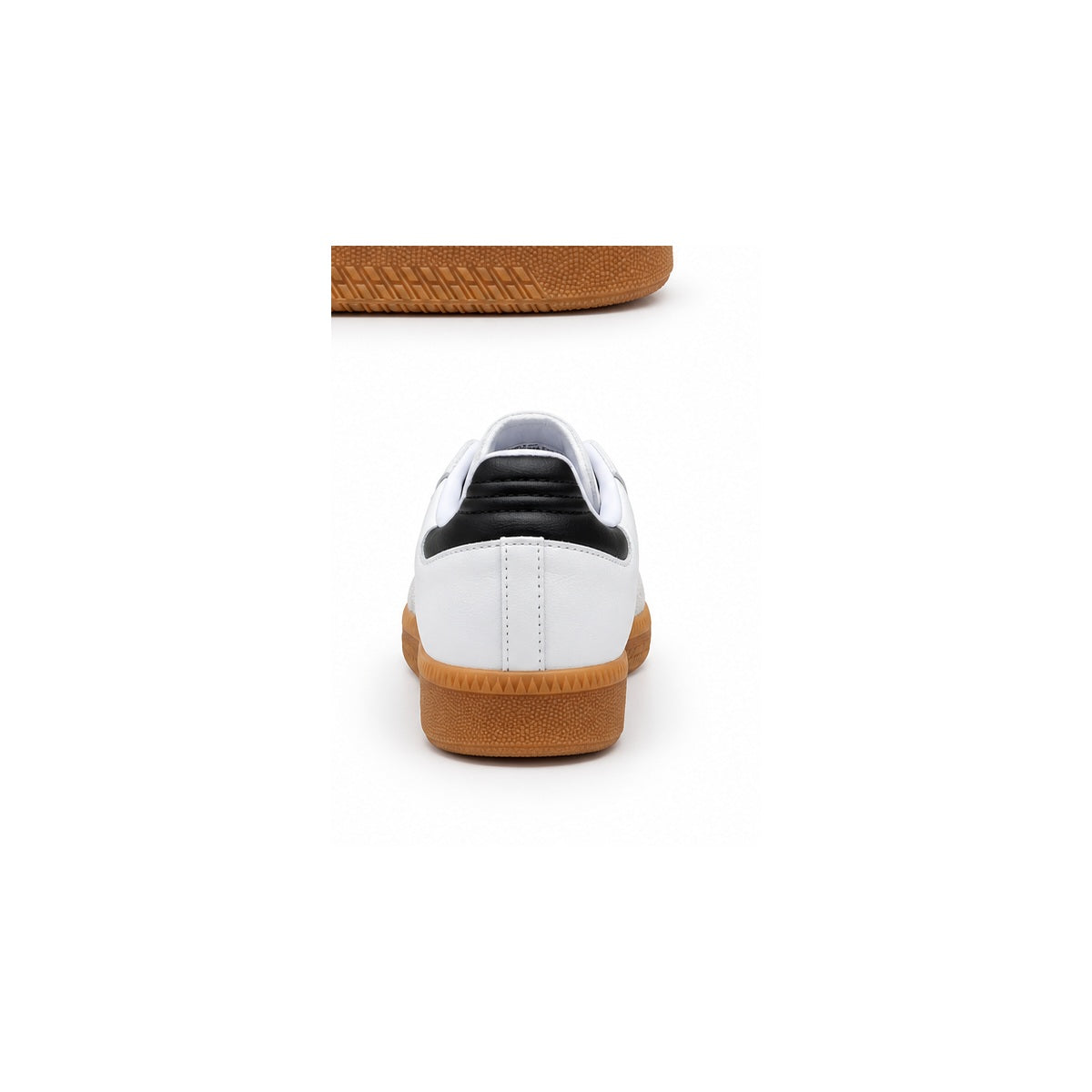 Adidas Samba white black stripes gum sole rear view